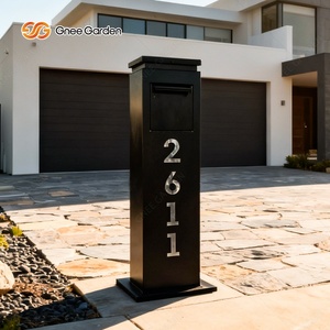 Buzón de Metal para Exteriores, Resistente a la Intemperie, con Pedestal y Número de Casa Retroiluminado con LED para Jardín - Product Image 2