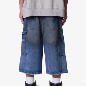 Pantalones Cortos de Mezclilla para Hombre Estilo Carpenter Vintage Lavado 2026 Novedad Oversize de Pierna Ancha hasta la Rodilla Streetwear - Product Image 3