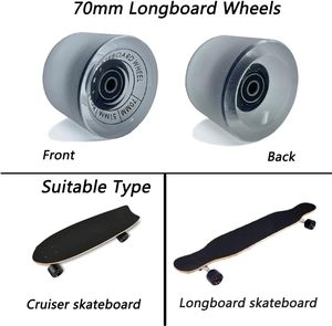Roues de <span class=keywords><strong>longboard</strong></span> LOOEEL 70 mm 80A avec roulements ABEC-9, entretoises, vis et boulons - transparentes givrées pour longboards - Product Image 5