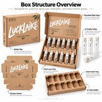 Boîte d'emballage de luxe en carton kraft pour abonnement de cadeaux gourmands avec plateau à 12 compartiments pour coffrets de café, d'épices et de fleurs séchées