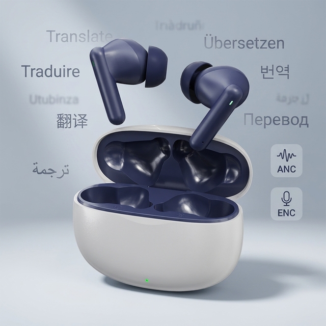 Translating Earbuds Low Latency Tws Ai Translation Environmental Transparency Mode Tws Earbuds with Charging case Student