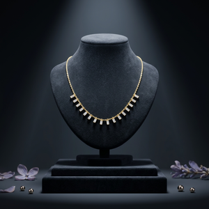 Collar con colgante de diamantes cultivados en laboratorio, estilo baguette, en oro macizo de 14K/18K, joyería fina para mujer, delicado amuleto, gargantilla, regalo nupcial - Product Image 1