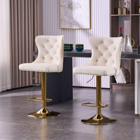 Tabourets de bar modernes de luxe à hauteur réglable, structure chromée, revêtement en tissu, mobilier de bar pour la maison, avec éclairage, pour la cuisine