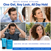 Gel Coiffant OEM Tenue Moyenne à Forte à l'Aloe Vera et Huile de Ricin Sans Alcool pour Cheveux Ondulés Bouclés Définition des Boucles Anti-Frisottis