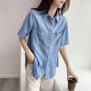 Femmes petit ami Jeans chemises Denim Blouses Cowboy tunique hauts coréen été printemps Cardigan veste Western <span class=keywords><strong>chemise</strong></span> - Product Image 6