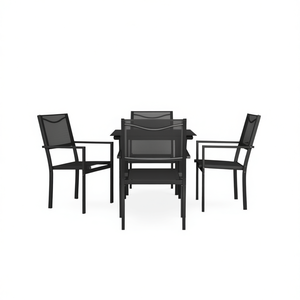Set da Pranzo da Giardino Nero Antracite per 4 Persone, Struttura in Acciaio Resistente alle Intemperie, Arredamento da Esterno dal Design Contemporaneo - Product Image 1