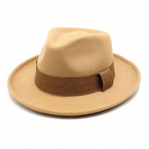 Sombrero Fedora de Ala Ancha de Fieltro de Lana Sintética de Lujo y Alta Calidad, Nuevo Modelo Otoño Invierno 2021 para Hombre - Product Image 6