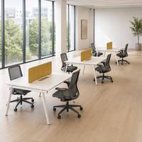Poste de travail modulaire commercial 2 places pour bureau ouvert, banc de travail pour équipe avec panneau de séparation pour l'intimité