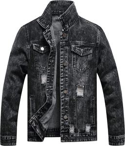 Chodian Chaqueta Vaquera para Hombre, Chaqueta de Mezclilla Masculina a la Moda, Chaqueta Trucker Ajustada Casual Desgarrada - Product Image 5