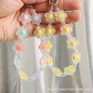 Porte-clés voiture créatif couleur bonbon pendentif perles mignonnes fleur transparente sac de couple accessoires de décoration - Product Image 4