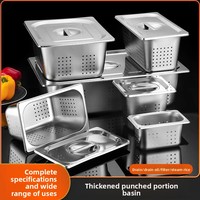 Desain Modern Ramah Lingkungan yang Dapat Disesuaikan, Loyang GN Persegi Panjang Stainless Steel 201 Berlubang, untuk Penyajian Makanan di Dapur Komersial