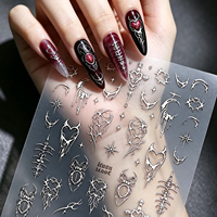 Nouvel Arrivage Autocollant 5D Halloween Brillant Effet Œil de Chat Noir Cœur Araignée Décorations pour Ongles