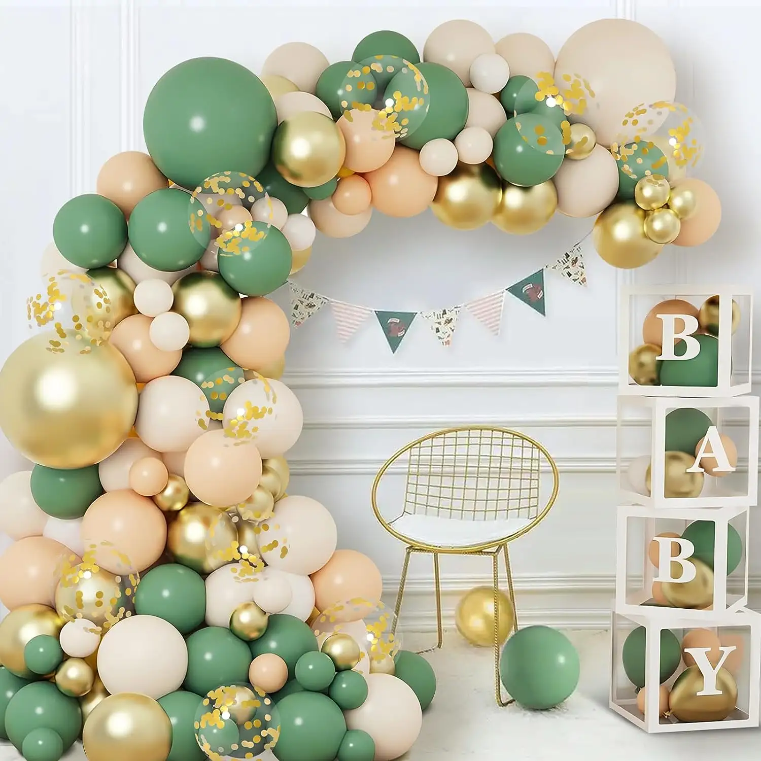 136 Stuks Retro Salie Groene Ballon Slinger Boog Kit Verjaardag Baby Shower Bruiloft Ballonboog Set Feestdecoratie Benodigdheden