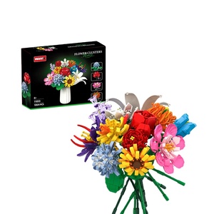 WOMA 11053 OEM ve ODM dekompresyon çocuk MOC gül DIY tuğla seti cadılar bayramı oyuncağı yapı taşları buket çiçekler - Product Image 1