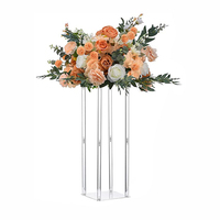 Grands supports de fleurs en acrylique transparent artificiel Décoration de mariage Centres de table Vase rectangulaire