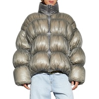 Doudoune surdimensionnée chaude d'hiver pour hommes finition technologique brillante imperméable manteau de ballon décontracté remplissage de plumes longues froncé