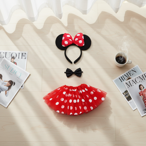 Set di costumi per bambini Mickey Mouse con fascia per capelli, gonna tutù a rete a pois grandi, per Halloween e compleanno - Product Image 1