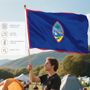 Banderas de Pared de Poliéster de Doble Cara para Publicidad, 3x5 Pies, Bandera Personalizada de Guam, Sello Chamorro Guamaniano, Azul y Rojo, Poliéster - Product Image 4