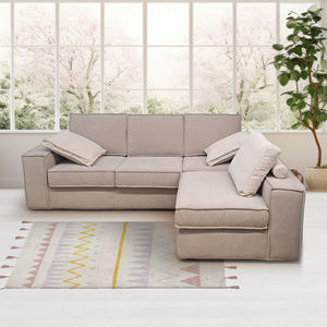 SALOTTI BERLINO CON ELEMENTO REVERSIBILE UNIVERSALE IN TESSUTO BEIGE - Product Image 1