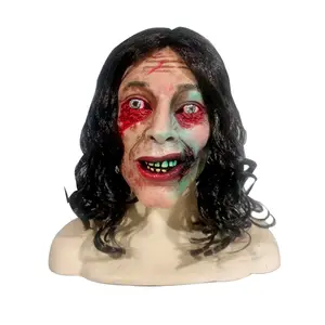 2024 nuovo malvagio morto copricapo alleato nero maschera per capelli Halloween Thriller Horror maschera in lattice