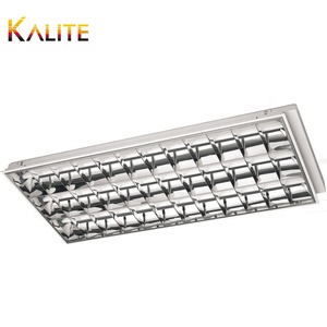 T8 <strong>Grille</strong> <strong>Light</strong> Fixture With Wire for Led Tube Lamp House <strong>4x18w</strong> Aluminum Reflector White Body Louver Fitting Office <strong>Light</strong> - Product Image 6