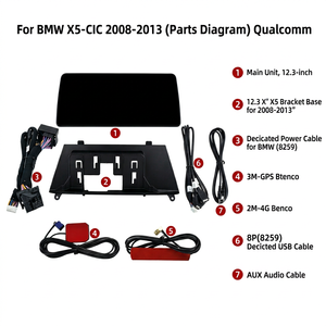 Lecteur multimédia radio pour voiture Android à double système HD de 12,3 pouces pour BMW X5 E70 CIC 2008-2013, navigation GPS, Carplay sans fil - Product Image 2