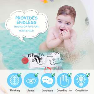 Libro de Tela Arrugada para Bebés de 0 a 18 Meses, Libro Sensorial, Juguetes para la Dentición, Tiempo Boca Abajo para Bebés - Product Image 5