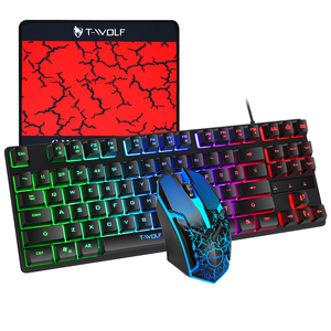 87 phím có dây trò chơi bàn phím chuột và chuột Pad RGB cầu vồng Combo cho PC 3in1 <span class=keywords><strong>LED</strong></span> <span class=keywords><strong>USB</strong></span> hộp màu Máy tính để bàn OEM Quảng Đông màng - Product Image 4