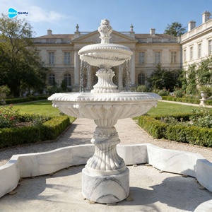Fontane da Giardino in Marmo Bianco Scolpite a Mano, Grandi Statue in Pietra per Decorazione Esterna Personalizzata - Product Image 3