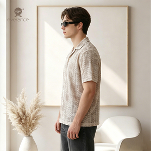 Camisa de Cuello Cubano para <span class=keywords><strong>Hombre</strong></span>, Tejida a Mano, con Estampado de Sublimación, ODM, 185 g/m², 30% Mezcla de Algodón, Transpirable, para Vacaciones de Verano - Product Image 3