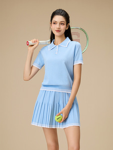 Aoyema due pezzi da Tennis abiti da Badminton da <span class=keywords><strong>donna</strong></span> in <span class=keywords><strong>maglia</strong></span> <span class=keywords><strong>a</strong></span> manica corta con collo <span class=keywords><strong>a</strong></span> paddle camicia da Tennis Mini gonne <span class=keywords><strong>a</strong></span> pieghe Set - Product Image 3