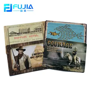 Promotional Advertising Crafts Custom Wholesale Emboss Vintage Retro Antique Wall Hanging Tin Plaque Poster Metal Sign