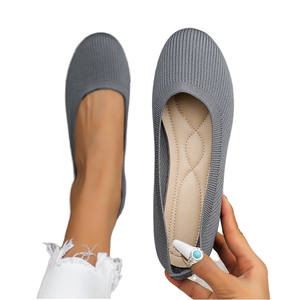 Zapatos planos de nuevo estilo para <span class=keywords><strong>mujer</strong></span>, zapatillas cómodas informales con tejido de mosca, cierre deslizante de <span class=keywords><strong>Color</strong></span> sólido transpirable para primavera y verano - Product Image 1