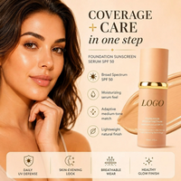 Hydratant Liquide 4-en-1 Couvrance Totale, Imperméable, Blanchissant, Contrôle du Sébum, Nourrissant, Changeant de Couleur, Longue Tenue, Sans Effet Masque
