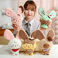 Porte-clés en peluche Lapin Blanc Angélique et Lapin Brun Glace Menthe, Pendentif de sac à dos, Cadeau Kawaii assorti pour couple