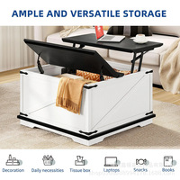 Nouvelle table basse carrée moderne en chêne sur mesure, style campagnard, avec espace de rangement dissimulé, adaptée au salon