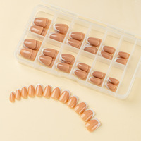120 Pièces Caméléon Laser Faux Ongles ABS Café Couleur Gel Blanc Base Portable Court Conception Amande pour Long/Court Réutilisable