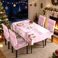 Nouvelle arrivée, nappe et housses de chaise imperméables à fleurs rose romantique, motif bonhomme de neige, pour la décoration de Noël, directement de l'usine