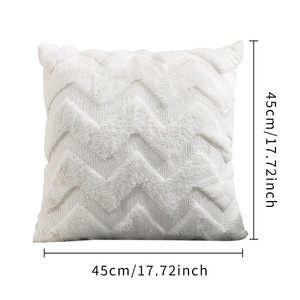 Luxe Boho carré doux en peluche fausse laine velours décoratif jeter taie d'oreiller housses de coussin pour lit salon <span class=keywords><strong>canapé</strong></span> <span class=keywords><strong>canapé</strong></span> 45x45 - Product Image 6