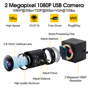 Elp <span class=keywords><strong>1080P</strong></span> ซูมด้วยตนเองเลนส์ varifocal 2.8-12มม. 60fps 30fps <span class=keywords><strong>HD</strong></span> เต็มรูปแบบ120fps เว็บแคม PC ขนาดเล็กกล้อง USB สำหรับ PC Skype, วิดีโอคอล - Product Image 2