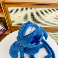 Sac à Dos Peluche Doux Stitch de 12 Pouces, Bleu Foncé, Anime Mignon Dessin Animé, Sac d'Écolier pour Garçons et Filles, Vente en Gros