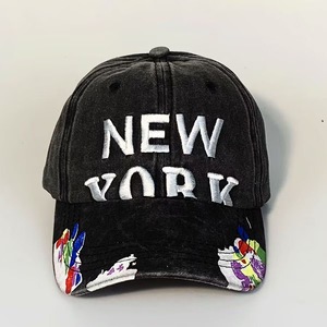 Casquette de baseball avec lettres graffiti lavées |   Casquette <span class=keywords><strong>Snapback</strong></span> Streetwear Brodé Effet Vieilli Couple, Chapeau de Soleil Hip Hop Américain - Product Image 3