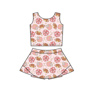 ชุดกระโปรงพิมพ์ลายโบว์สีฟ้าสำหรับเด็กผู้หญิง GSD3836 ชุดโยคะแขนกุดสำหรับเด็กผู้หญิงขายส่งช่วงฤดูร้อน - Product Image 3