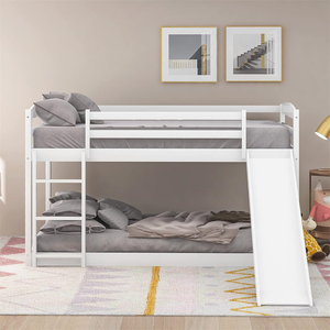 Cama de madera personalizable para niños, litera de madera maciza, litera barata con tobogán y escalera - Product Image 6