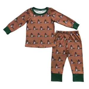 Wholesale RTS duck western Style High Quality Girls Children's Clothing Cartoon Pajamas Pants Outfits