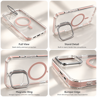 Casing Flip Metal Kickstand Magnetik TPU+PC dengan Penyangga Bingkai Kamera untuk 18 Pro 18 Pro Max 17/16/15, Pelindung Anti Benturan Multi-Sudut