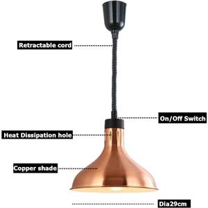 Lámpara Calentadora de Comida <span class=keywords><strong>OULU</strong></span>, Elegante, de Hierro, Color Oro Rosa, Calentador Eléctrico Ajustable, Colgante, Calentamiento Rápido, Duradero, Ahorro de Energía - Product Image 3