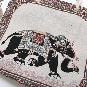 Bolso de mano informal de artesanía tailandesa para mujer, diseño de elefante bordado sobre lienzo, ecológico para uso escolar de otoño e invierno para estudiantes - Product Image 4