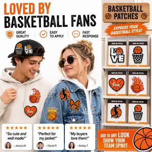 Patch brodé thermocollant ou à coudre en chenille, motif ballon de basketball, flamme, cercle, cœur, amour, pour cadeau enfant, vente en gros - Product Image 3