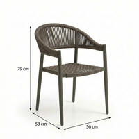 Chaise de salle à manger d'extérieur moderne en rotin PE tressé à la main, dossier incurvé, structure en acier thermolaqué, fauteuil de jardin, patio, parc, empilable